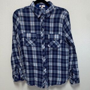 Kut from the Kloth Women’s Blue Plaid Button Down Long Sleeve Shirt 3622